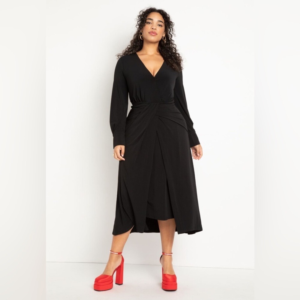 Eloquii Twist Detail Knot Dress Black size 18 NWT